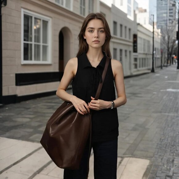 Large Vegan Leather Crossbody Hobo Bag for Women Work Travel Casual - Picture 6 of 7